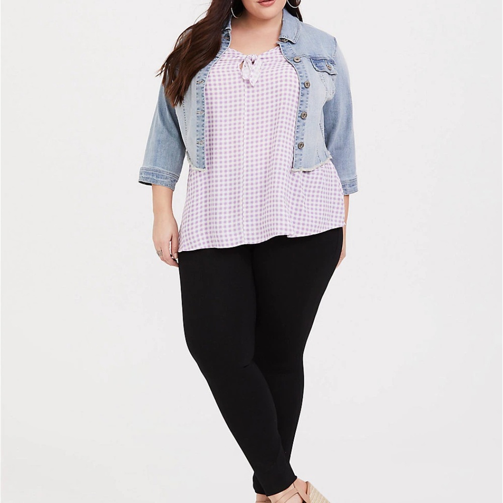 Torrid 5X Tank Top Cami Gingham Plaid Purple Plus - Picture 3 of 3
